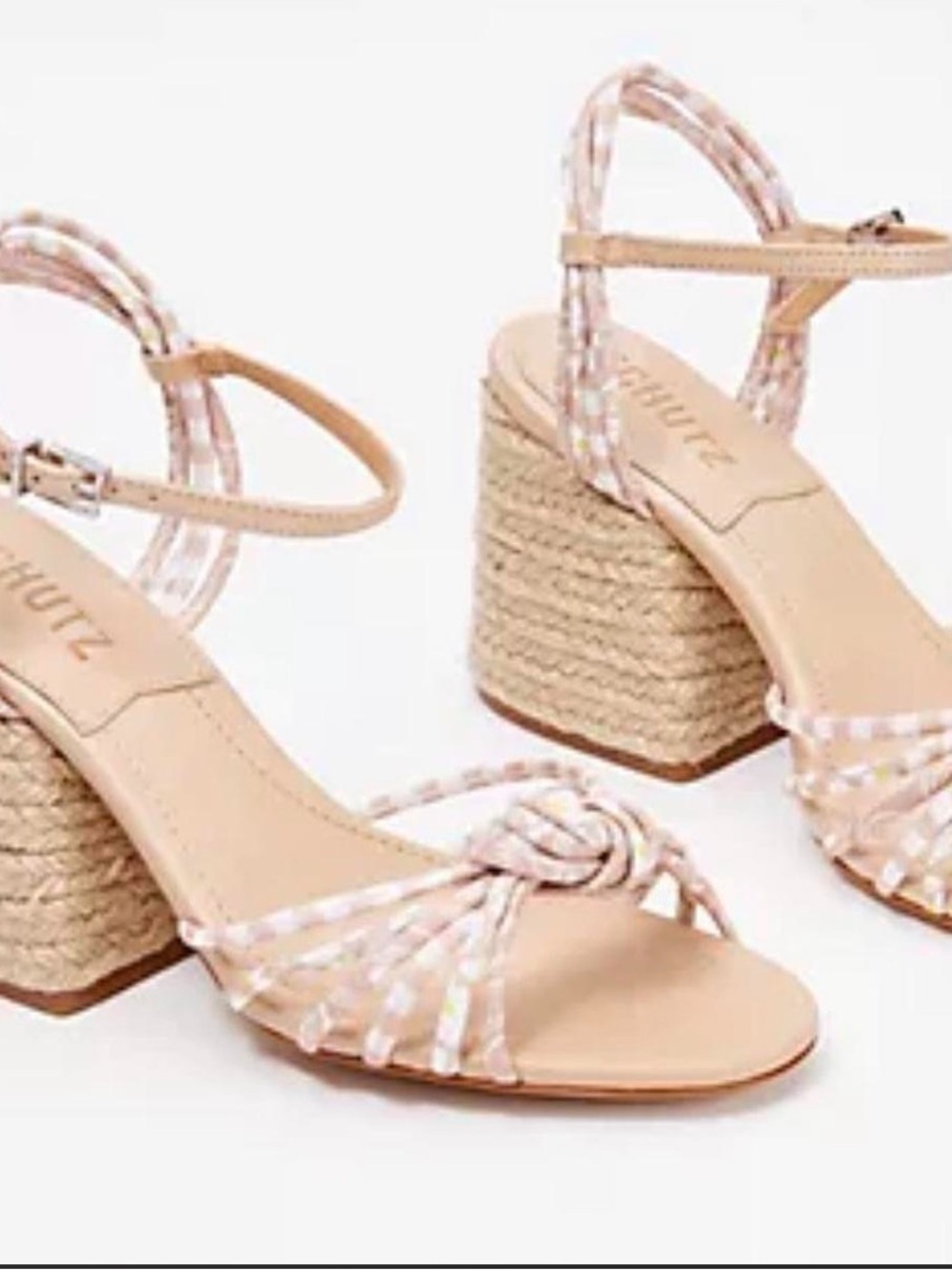 SCHUTZ Pink-Tone Braided Espadrille Block Heel Wedges